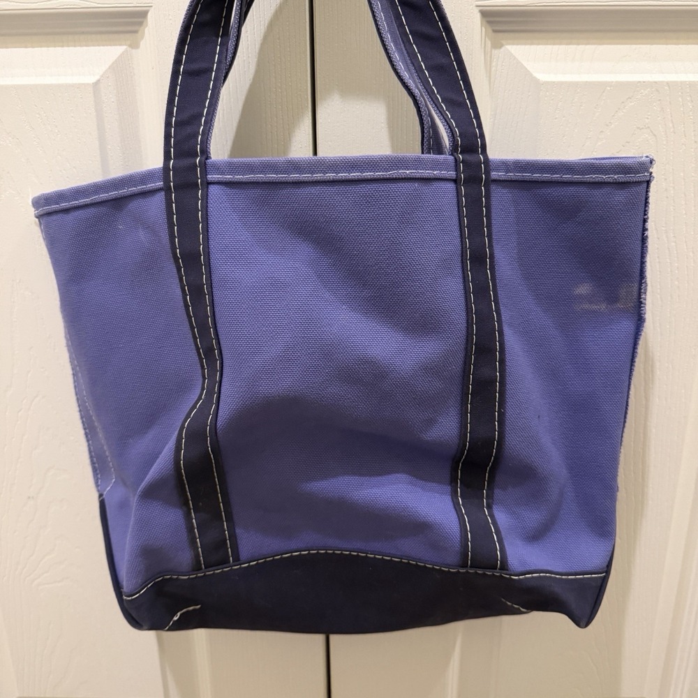 Vintage LL Bean Boat And Tote Purple Canvas SAM Embroidered School Travel 17x12 - Picture 9 of 13